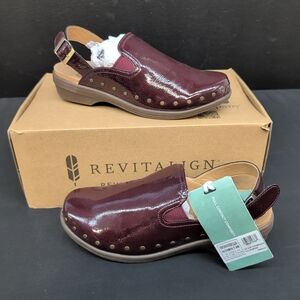 Revitalign Ventura Patent Leather Clog Women's Orthotic Shoe US 7.5 B Cranberry